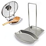 Yummy Sam Lid and Spoon Rest,Stainless Steel Utensils Lid Holder Ladle Rest Pot Rack Multifunctional Storage Rack (Silver)