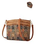 Cork Crossbody Bag for Women Bohemian Style Vintage Shoulder Handbag Hobo Satchel Purse (A-1)