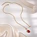 TaYolnFaSo Red Agate Pendant Paperclip Chain Necklace for Women 18k Gold-Plated Toggle Paperclip Necklace Natural Agate Jewelry Christmas July Birthstone Gift for Wife Mother