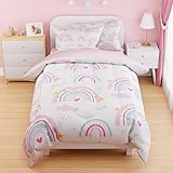 SANDJEST Rainbow Duvet Cover Sets Twin Size for Kids Girls, Include 1 Polyester Comforter Cover 68x86 Inches and 1 Pillowcase 20x26 Inches, Comforter Not Included, Gift for Christmas Birthday