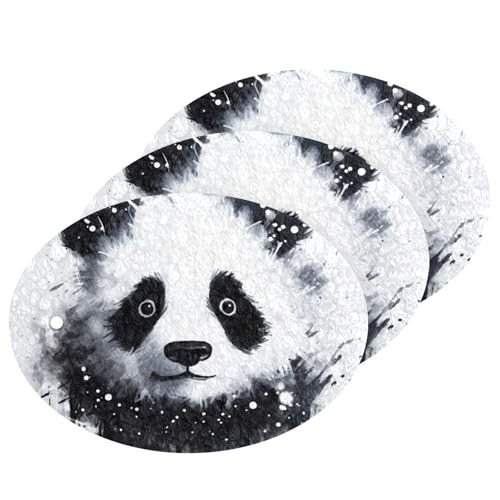 Jihqo 3PCS Scrub Sponges Ink Style Panda Pop-up Dish Sponge for Cleaning Kitchen Bathroom Household Non-Scratch Scrubber