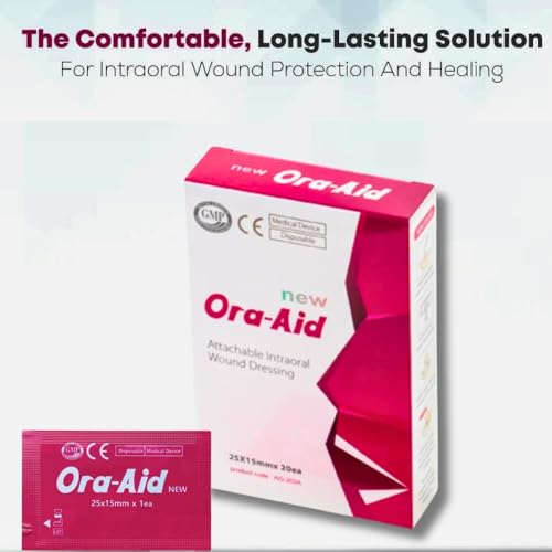 Image of Ora-Aid Intra-Oral Wound Dressing Red - 25x15mm (AG-202A) | Attachable Oral Protective Barrier | Sterile & Adhesive | Post-Surgical & Ulcer Care