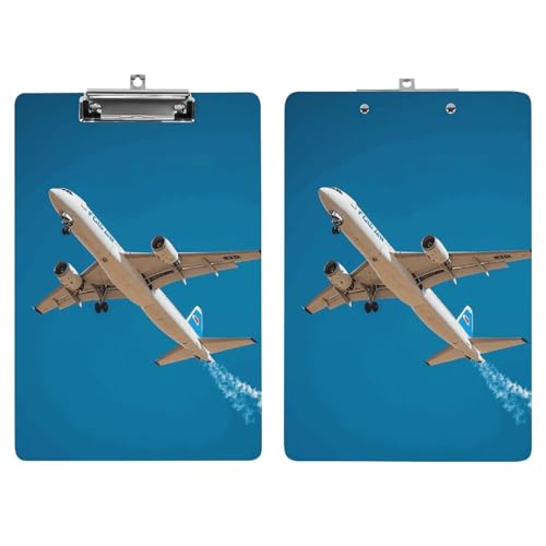 Porte-bloc bleu classique imprimé avion format A4 en plastique résistant