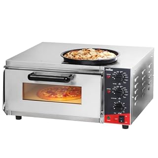 CROSSON Four électrique pour pizza 16 pouces, four à pizza électrique professionnel en acier inoxydable, 230 V/2 000 W, avec pierre et poignée, pour intérieur, restaurant, cuisine, maison, cuisine