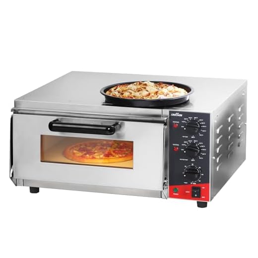 CROSSON ETL Listed Countertop Electric Indoor Commercial Pizza Oven with Pizza Stone And 60-minitue Timer,Indoor Stainless Steel Commercial Pizza Maker for Restaurant Home Use,120V/1600W(CPO-160)