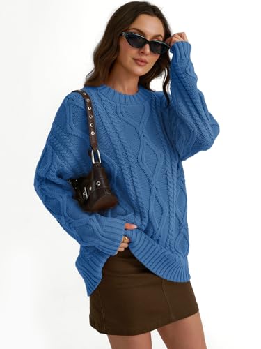 Image of Trendy Queen Women's Oversized Cable Knit Crewneck Sweaters