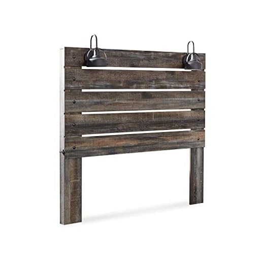 Signature Design by Ashley Drystan Rustic Panel Headboard ONLY with USB Charging Stations, Queen, Brown