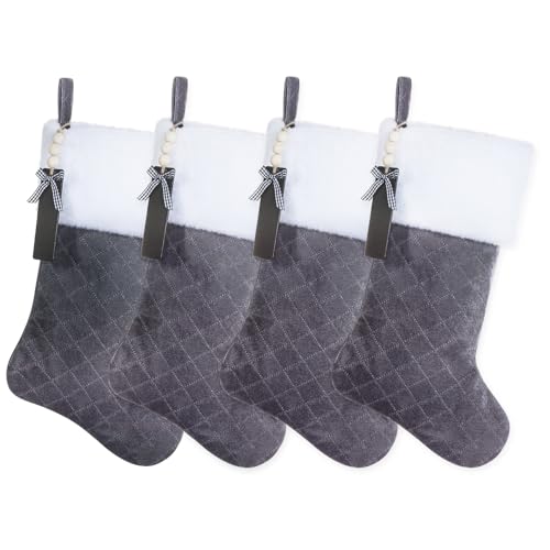 Shgngle Gray Velvet Quilted Personalized Christmas...