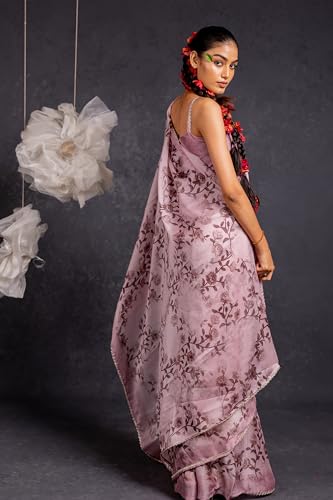 Image of MIRCHI FASHION Women Saree Chiffon Floral Printed | Breathable Festive Occasion Sari for Social Visits with Matching Blouse Piece