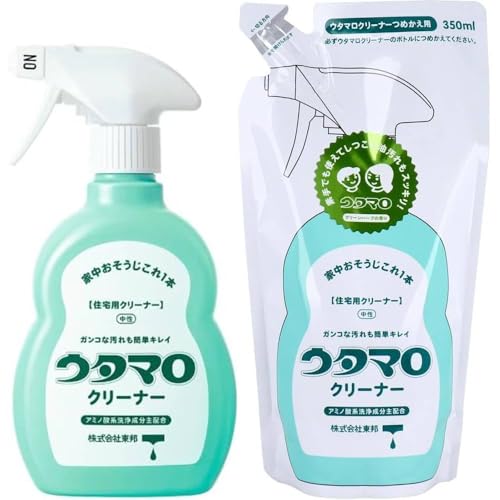 ウタマロクリーナー ボトル本体400ml+詰替え350ml (2点セット) 住宅用合成洗剤 ガンコ汚れに強い 中性のマルチクリーナー 手肌に優しい さわやかなグリーンハーブの香り 手軽に気軽に本格的なお掃除 東邦 おまけ付(ポケティ)