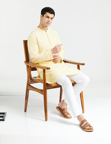 Image of Symbol Premium Men Cotton Embroidered Long Kurta