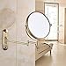 WVQIJEVLK Adjustable Makeup Mirror, 8 inch Double Sided Shaving Magnifying, Wall Mounted Bathroom Extendable Cosmetic Vanity Mirrors,Brass,5X(Brass,3X)