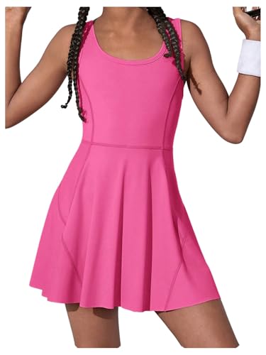 Girl's Sleeveless Tennis Dress High Waist A Line Ruffle Athletic Sports Mini Dress