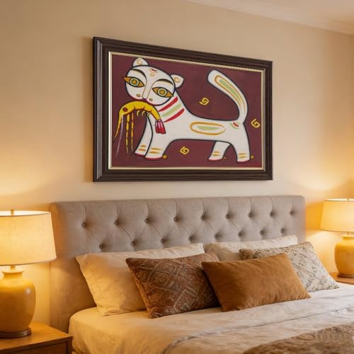 Impression sur toile Jamini Roy chat de qualité premium - 4