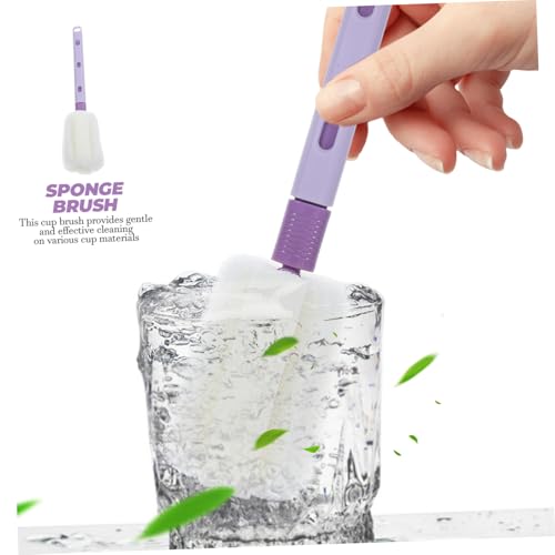 HAPINARY 2pcs Washing Bottle Brush Cup Brush Foam Bottle Brush Sponges Kitchen Brush Hanging Dish Electric Bottle Brush Cleaner Water Bottle Sponge Cleaner Bottle Sponge Brush Purple Pp