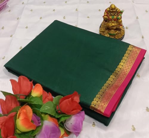 Image of Anushka Fashions Semi Mysore Crepe Silk Saree with 2D Pattern, Contrast Border, Rich Pallu & Blouse Piece Included, Lightweight Ethnic Wear for Festive, Party & Traditional Occasions
