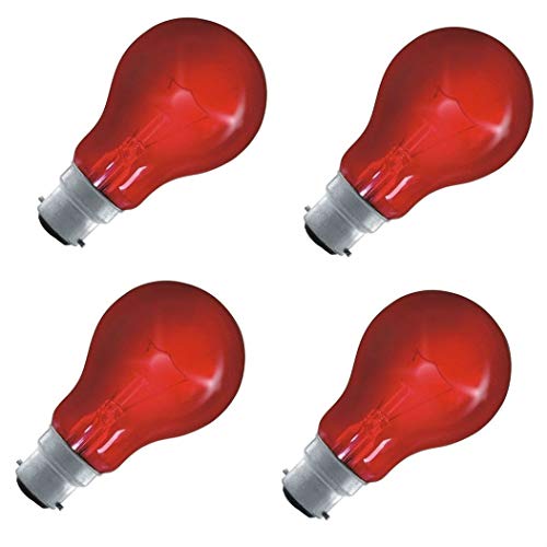 FIND A SPARE Fireglow Light Bulbs 60W BC/B22 Red Glow GLS Incandescent Lamps Pack of 4