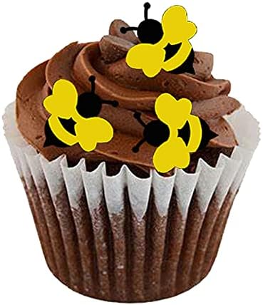 Edible Bee Decorations Cupcake Toppers Gender Reveal Set of 80 Bee Gender Reveal Party Supplies image 4