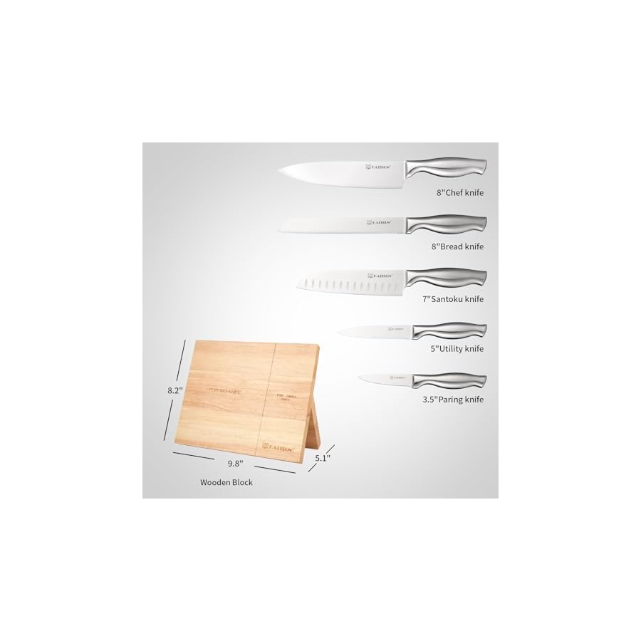 Kitchen-Knife-Set-6-Piece-German-Steel-Knife-Set-with-Wood-Magnetic-Knife-Holder-Block-Professional-Chefs-Knife-with-Sharp-Blades-and-Hollow-Handle KATISUN Kitchen Knife Set, 6-Piece German Steel Knife Set with Wood Magnetic Knife Holder Block Professional Chef's Knife with Sharp Blades and Hollow Handle
