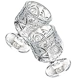 JECOMPRIS 2 Stück Likörglas aus Kristallglas Im Retro Design Kleines Weinglas mit Spenderfunktion Transparent für Party und Tischdekoration