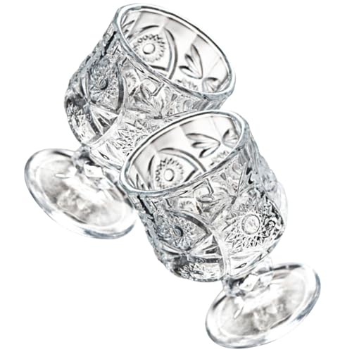 FELTECHELECTR 2 Stück Schnapsgläser aus Kristallglas Europäischer Stil Kleines Glas für Haus Party Klar Vintage Trinkbecher für Likör und Spirituosen