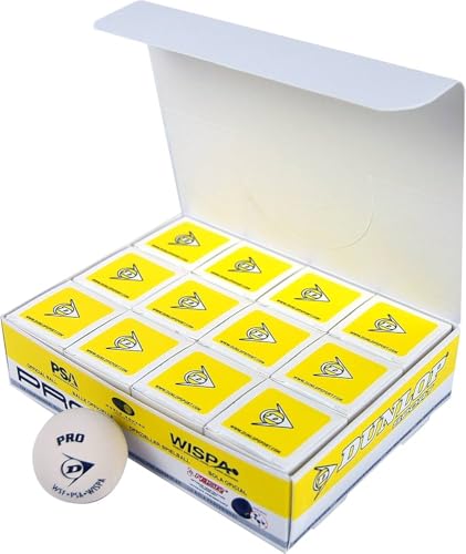 Balles de squash Dunlop Pro Glass Court pack de 12 pour matchs officiels