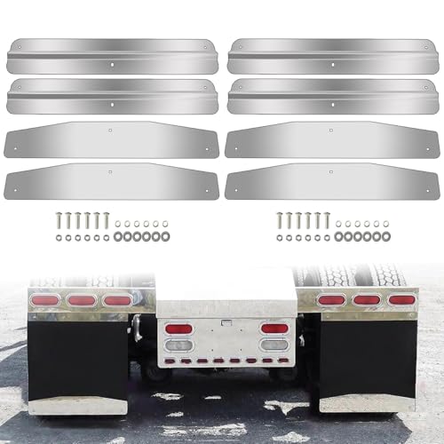 JKYH TECHPLUS Universal 2 Pair 24 X 4 Mud Flap Weights Stainless Steel with Backing Plate and Install Screw for Semi Trucks Peterbilt Freightliner Kenworth Volvo and Western Star