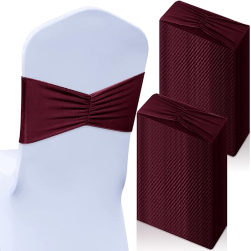 Moukeren 50 Pcs Spandex Chair Sashes Bows Stretch Chair Bands Sli...