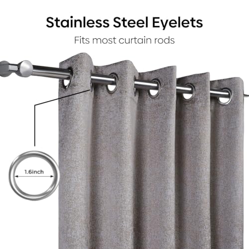 Image of haus & kinder Metallic Blackout Jacquard Door Curtain 7 Feet Long Pack of 1 | 100% Room Darkening Luxe Metallic Stone 130 x 213 cm