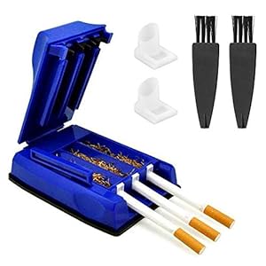 SNAGAROG Tubermachine met 3 witte reservekanalen en 2 kleine borstels, voor het vullen van buizen, sigarettenrolmachine voor heren, vader (blauw)