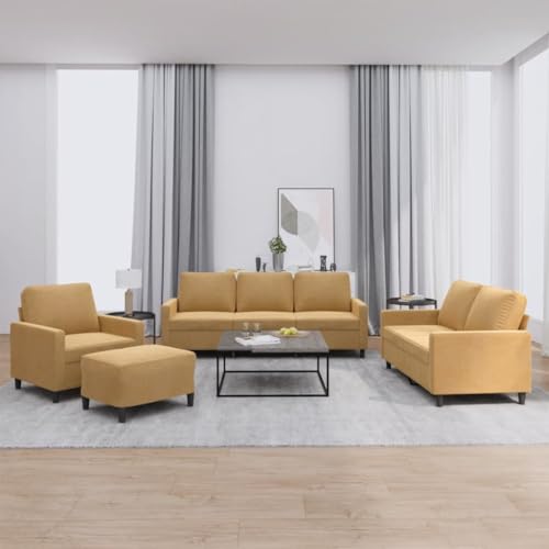 MOBCANT 4-TLG. Sofagarnitur mit Kissen Braun Samt Sofagarnitur Couchgarnitur Modulares Sofa Schlafsofa für Schlafzimmer Büro Hotel Wohnzimmer