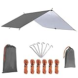防水タープ 天幕シェード キャンプタープ テントタープ コンパクト 軽量 多機能 ロープ ペグ付き 収納ケース付き 2-6人用 3サイズ (グレーM(3*3M))