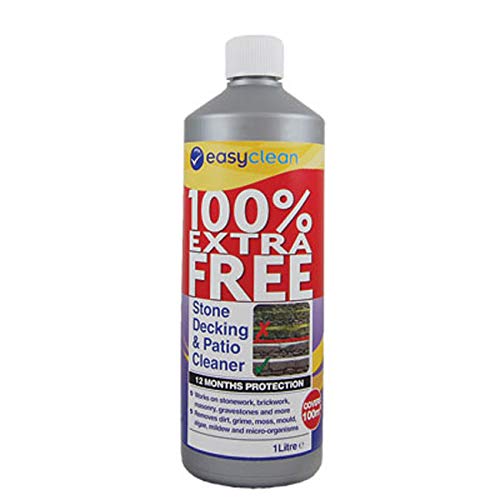 Stone, Patio and Decking Cleaner | Cleans Stonework, Masonry, Concrete and Brickwork | Protects as well as Cleans | Formulated to Target Dirt, Algae, Moss and Micro-Organisms | 1 litre bottle covers