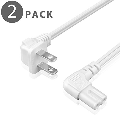 TNP Universal 2 Prong Angled Power Cord (15 Feet) 2 Pack - NEMA