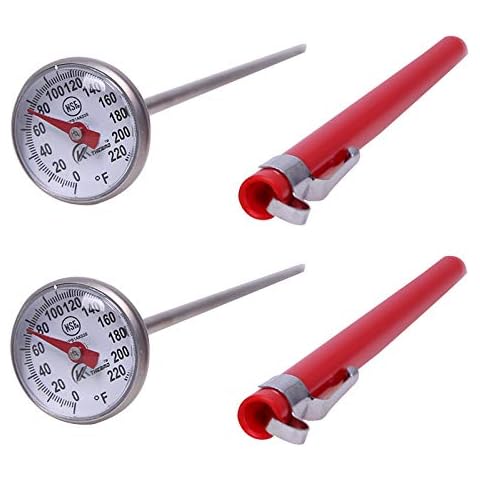 KT THERMO Instant Read 1-Inch Dial Thermometer(2-Pack),Best for The Coffee Drinks,Chocolate Milk Foam Cover