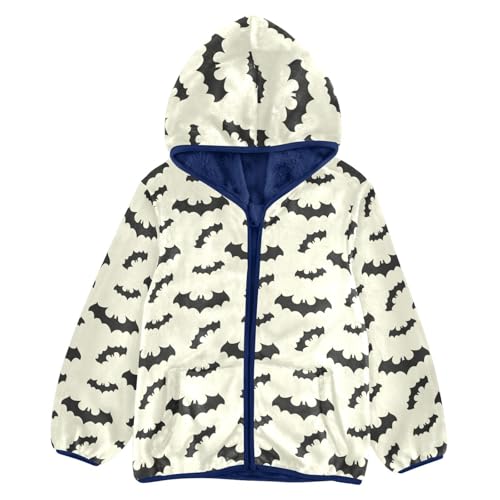 Halloween Bat Toddler Fleece Jacket Baby Boys Hooded Zipper Long Sleeve Thick Warm Outerwear 3-10 Years