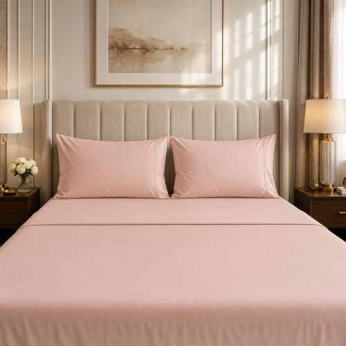 Image of LINENWALAS 100% Cotton 400 TC Standard Size Pillow Cover Set | Long Staple Imported Egyptian Cotton | Cloud-Soft, Breathable & Skin-Safe | Oeko-TEX Certified Bedding (18x28 inch, Set of 2, Blush)