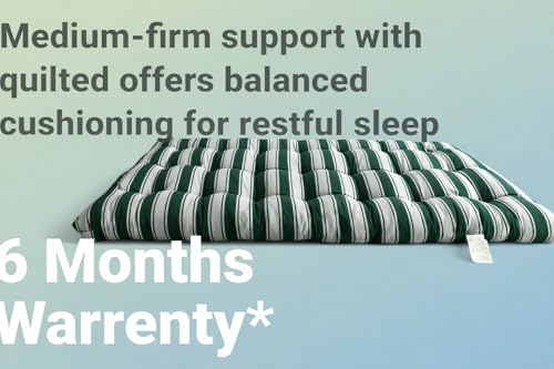 Image of Adim's Handmade Traditional Quilt Gadda Mattress, Green Lining, 7x6 ft,Pure Cotton Fabric, Cotton Filled, Firm, Reversible Design, for Floor Sleeping and Bed Use