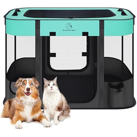 ROMANTIC BEAR Foldable Pet Playpen for Dogs and Cats Cover