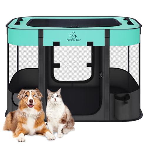 Foldable Pet Playpen,Cat Dog Playpen,Portable Dog Cage soft Portable Exercise Kennel Tent,Puppy Pen Indoors/Outdoors Pet Tent Fence(L(100 * 80 * 60cm))