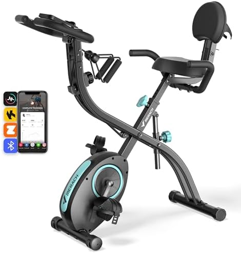 MERACH Folding Exercise Bike, Foldable Stationary Bikes for Home,...