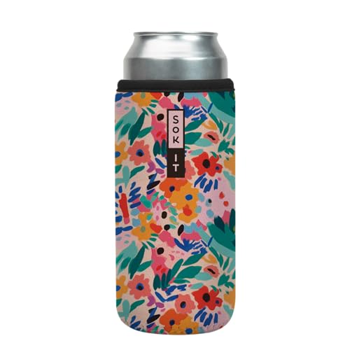Sok It CanSok Sleeve for Beer & Soda Insulated Neoprene Cover (Abstract Floral, 25oz Can Sleeve)