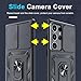 Janmitta Compatible with Samsung Galaxy S25 Ultra Case Built in Slide Camera Lens Cover+Screen Protector+Finger Ring Holder Kickstand,Heavy Duty Shockproof Full Body Phone Cover,2025 Black