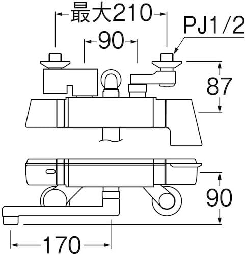 浴室用 サーモシャワー混合栓 寒冷地仕様 オールメッキ 【ホテル】 SK18121CTCK-13