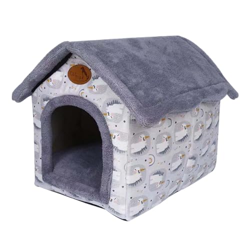 STARTIST Pet Tent Cave Bed Dog Cat Bed with Removable Cushion Pet Supplies Dog House Foldable Warm Pet Cave for Puppy Pet Cats Animals, Gray L