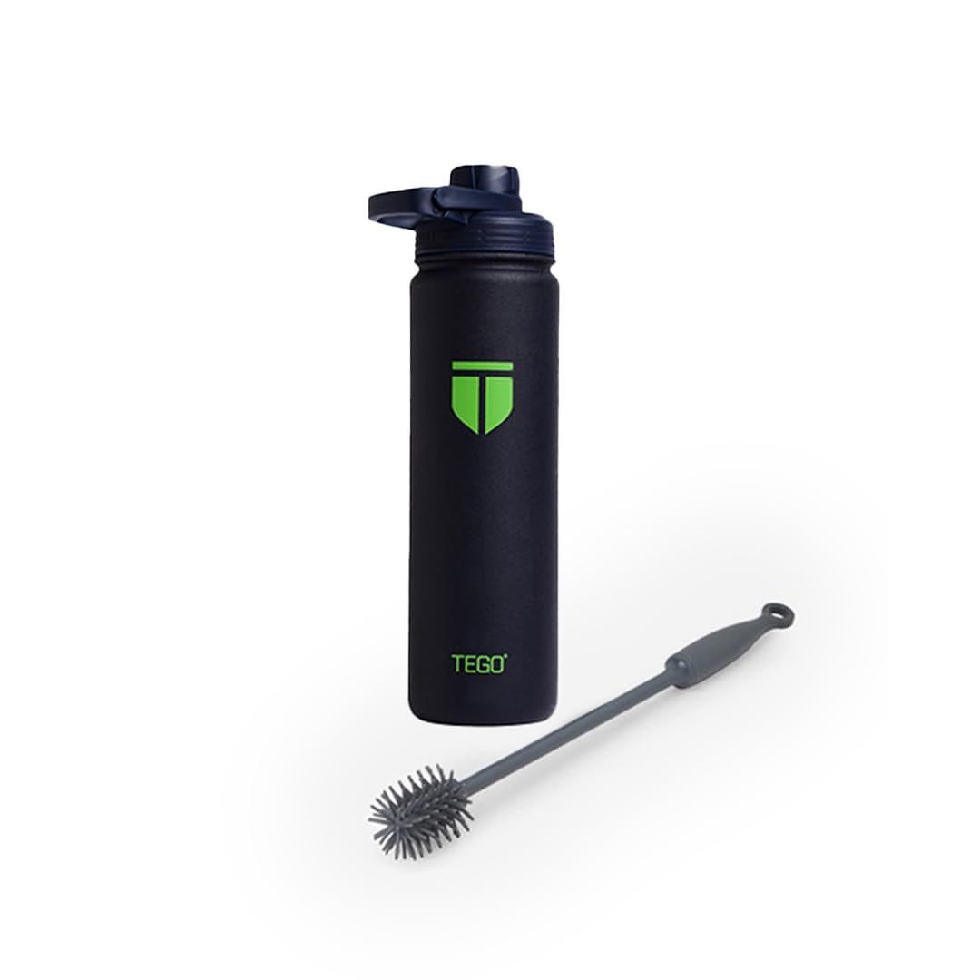 Rapid Water Bottle Vaccum Sealed Steel with Cleaning Brush (Pack of 1 - Navy Green)