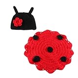 GALPADA Disfraz Ñiño Mariquita 7 Estrellas de Punto Crochet Unisex para Sesión de Fotos Recién Nacido Gorro y Pantalón Accesorio Fotográfico para Estudio Profesional