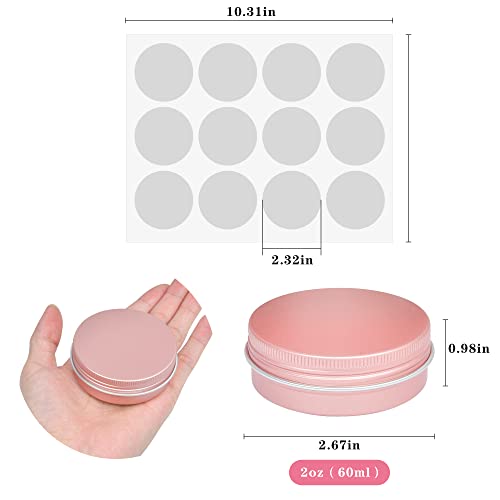 Elesunory 36 Pieces 2 Oz Tins With Lids, Aluminum Rose Gold Candy Containers With White Labels, Small Empty Tin Cans Travel Storage Tin Jars For Candles, Lip Balm, Jewelry Or Crafts #TOP2