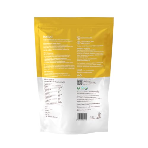 Image of Pure & Sure Organic Black Urad Split 500 gm | 100% Natural & Premium Kali Urad Dal Chilka | Rich in Protein | Unpolished & Unadulterated |