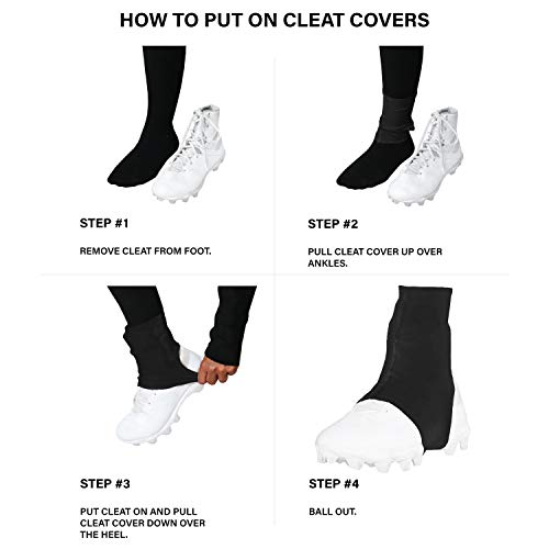 Elitetek Spats Cleat Covers For Football Soccer- Keeps Cleats Tied And Turf Pellets Out! (Medium, Black) #TOP6